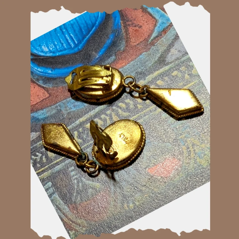Antique Italian Micromosaic Dangle Earrings - Picture 5 of 6